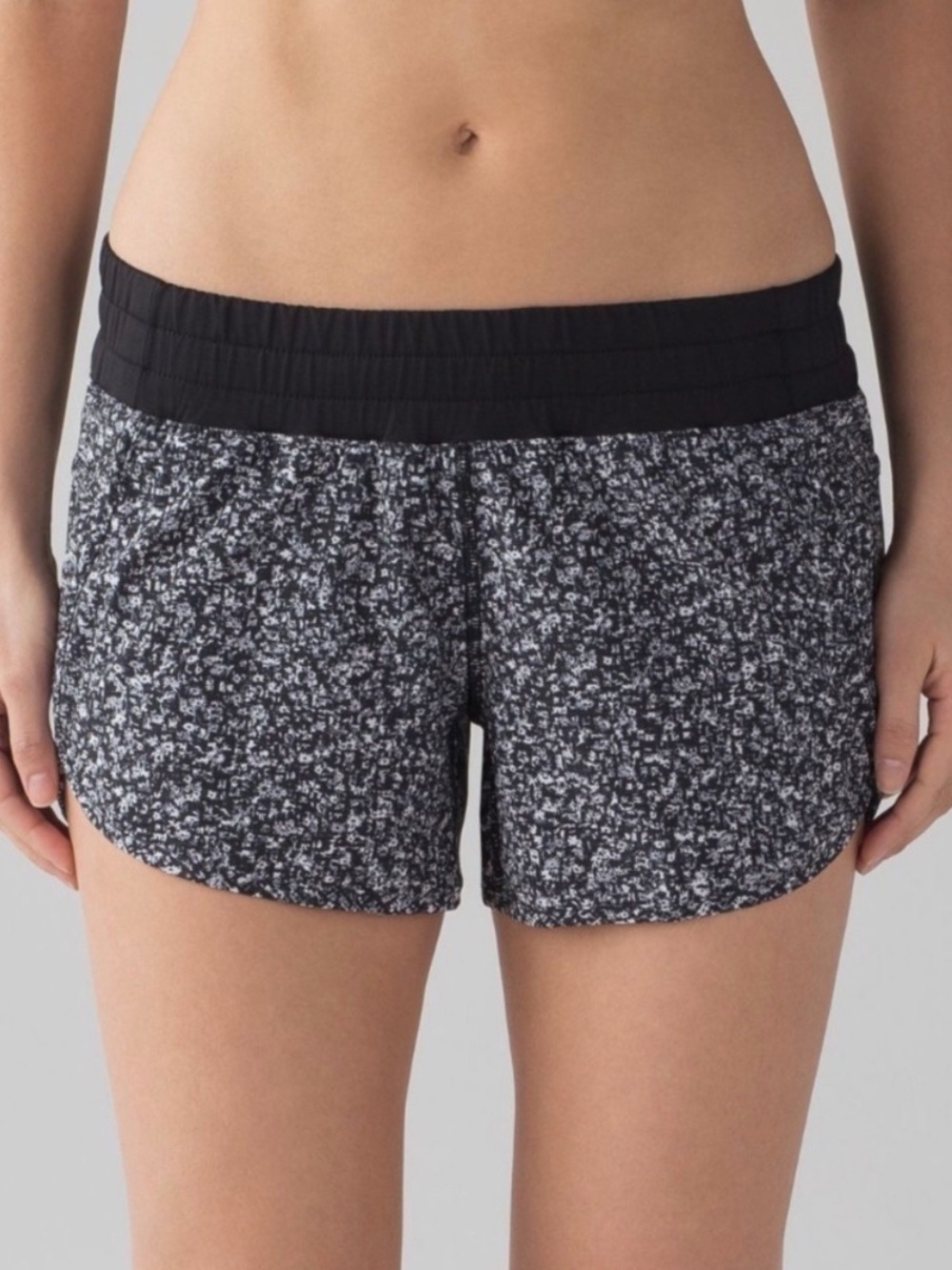 lululemon athletica Black & White Marled Run Shorts